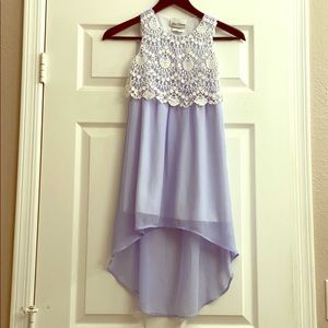 Lavender and white lace dress